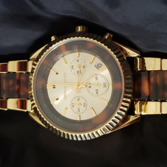 Michael Kors Clarkson Chronograph Champagne Tortoise Shell Watch*NWOT* - Picture 5 of 7